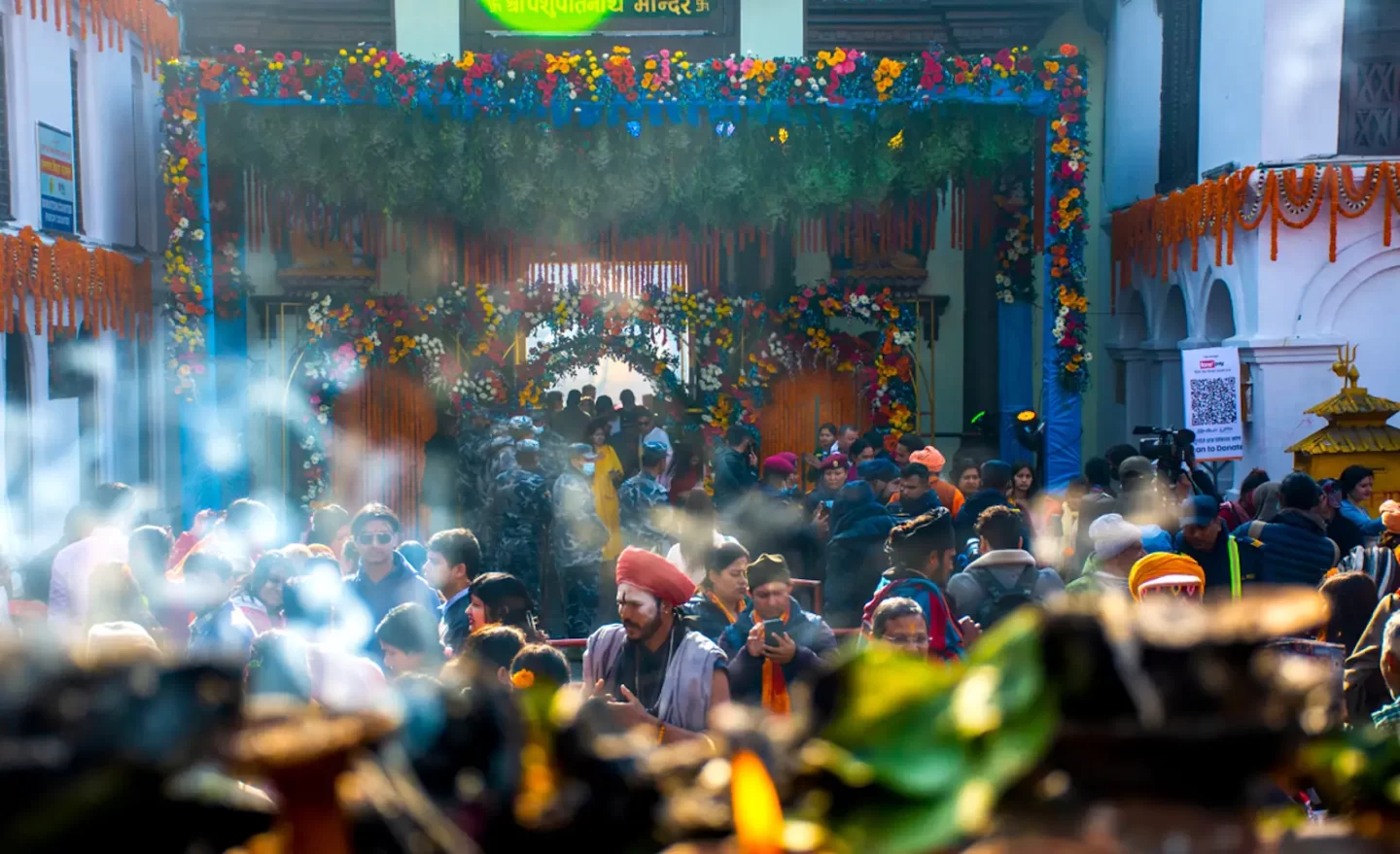 Devotees in Pashupatinath temple in Maha Shivaratri