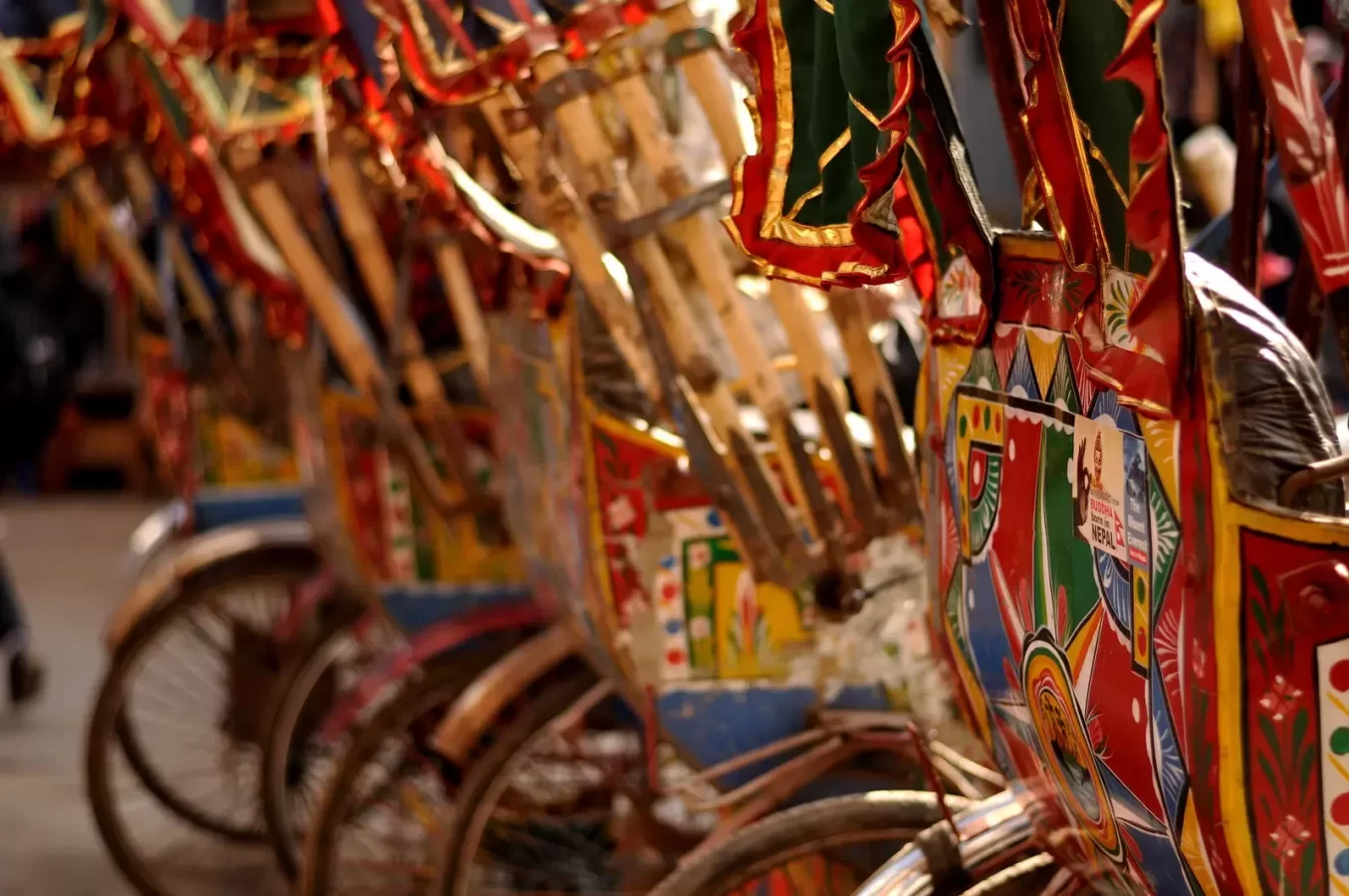Ricksaw Ride - Printed with vibrant Backs in kathmandu and Thamel